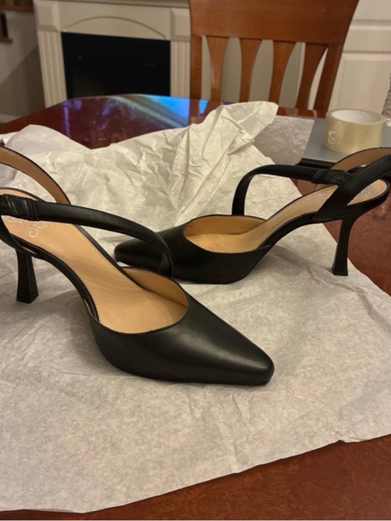 Vince Camuto Shoes - Vince Camuto Black Pointed-Toe Heel with design strap from toe to ankle slip on
